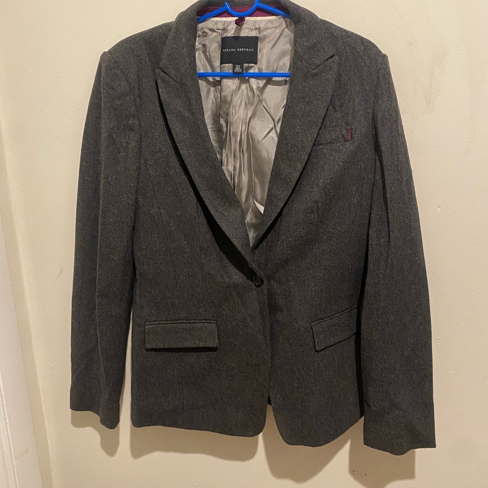 Banana Republic Wool blend Blazer New Dark  Grey multicolor blend stitch